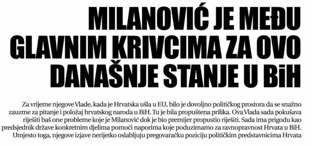 Ne znam što motivira Milanovića, ali znam da je - štetočina! On je među glavnim krivcima za ovo današnje stanje u BiH