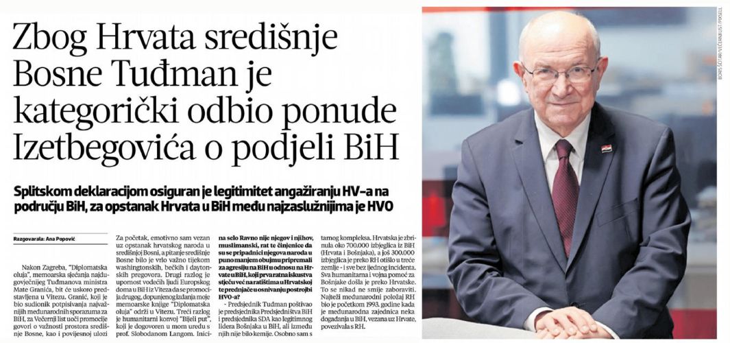 Zbog Hrvata središnje Bosne Tuđman je u dva navrata kategorički odbio Izetbegovićeve ponude o podjeli BiH