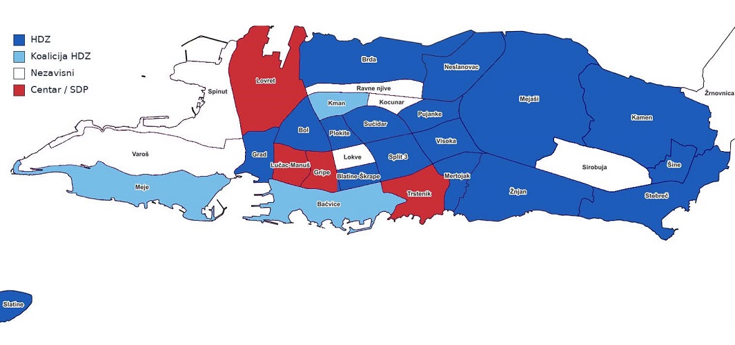 Trijumf na mjesnim izborima u Splitu. HDZ deklasirao udruženu ljevicu - SDP, Možemo, Centar & Direkt. 22 : 4!